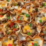 Cheesy Sausage Wonton Cups