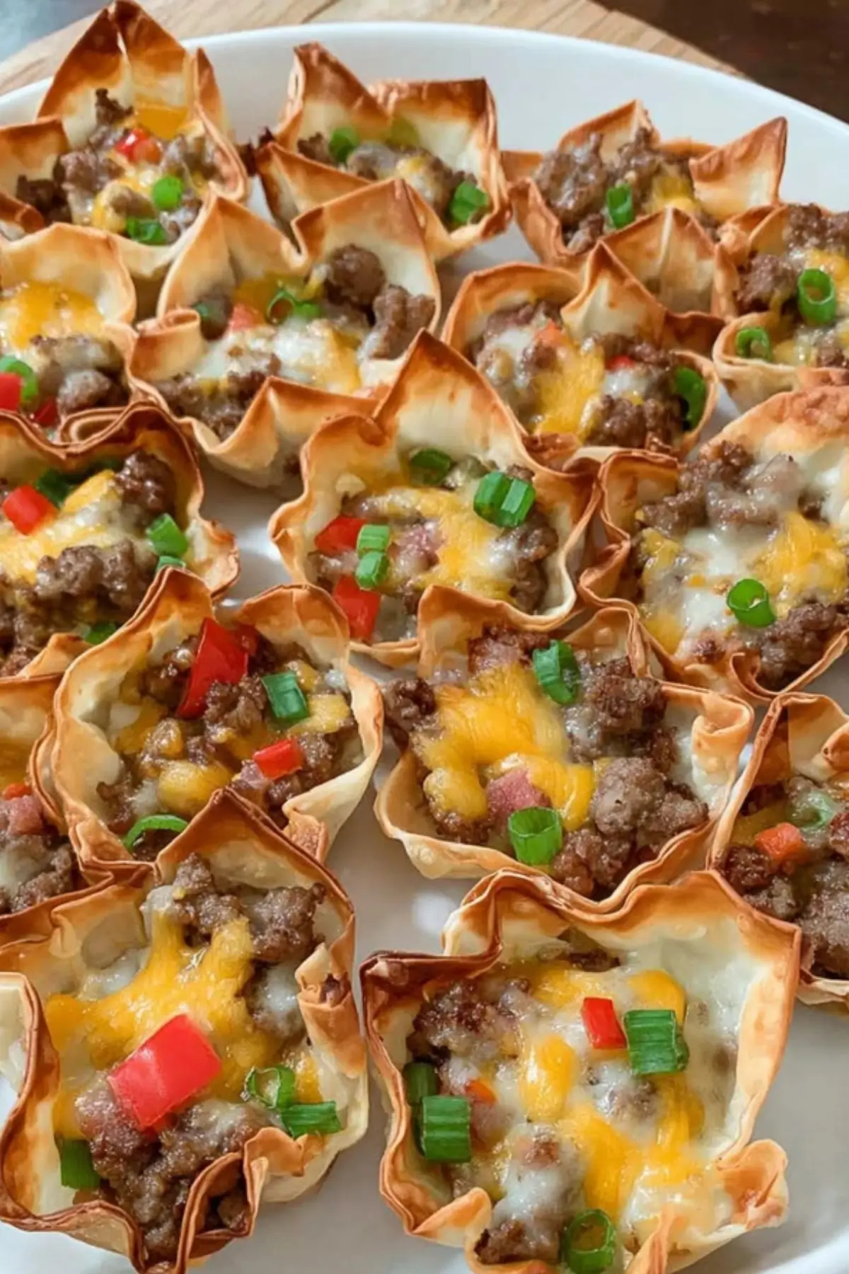 Cheesy Sausage Wonton Cups