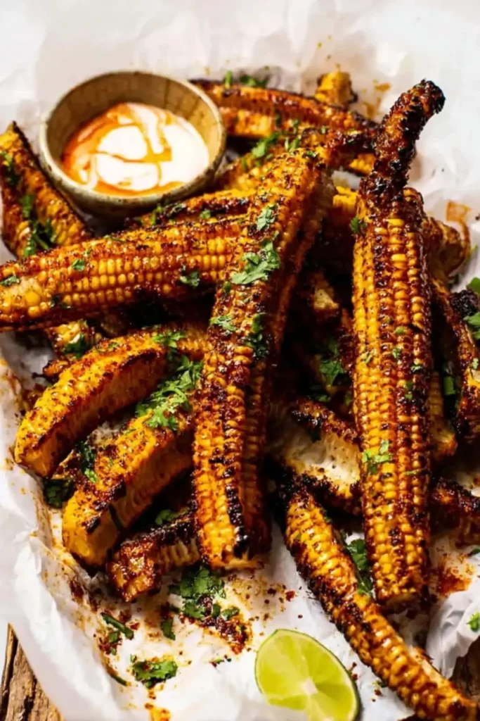 Mexican Corn Ribs served with garlic butter and seasoning