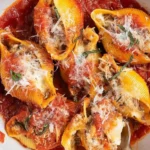 creamy ricotta beef stuffed shells pasta