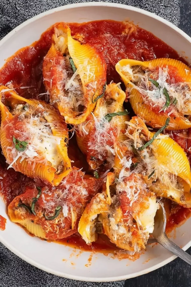 creamy ricotta beef stuffed shells pasta