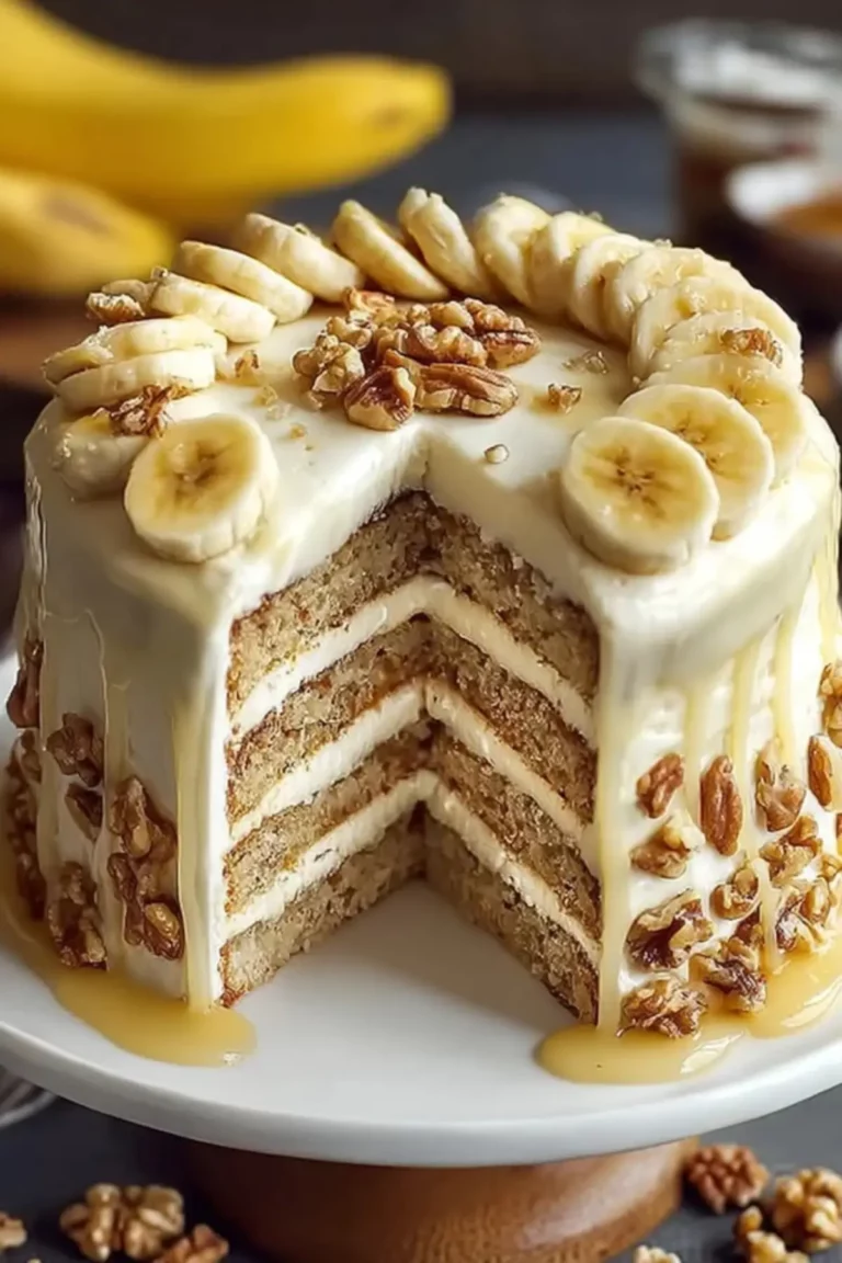 heavenly banana walnut cream cake