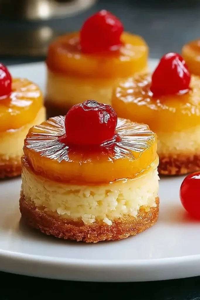 Mini pineapple upside down cheesecake Mini pineapple upside down cheesecake with caramelized pineapple topping and graham cracker crust
