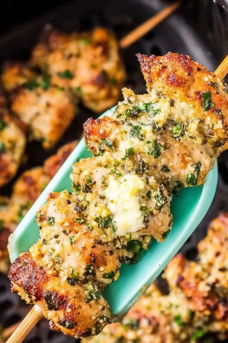 Air Fryer Garlic Parmesan Chicken Skewers