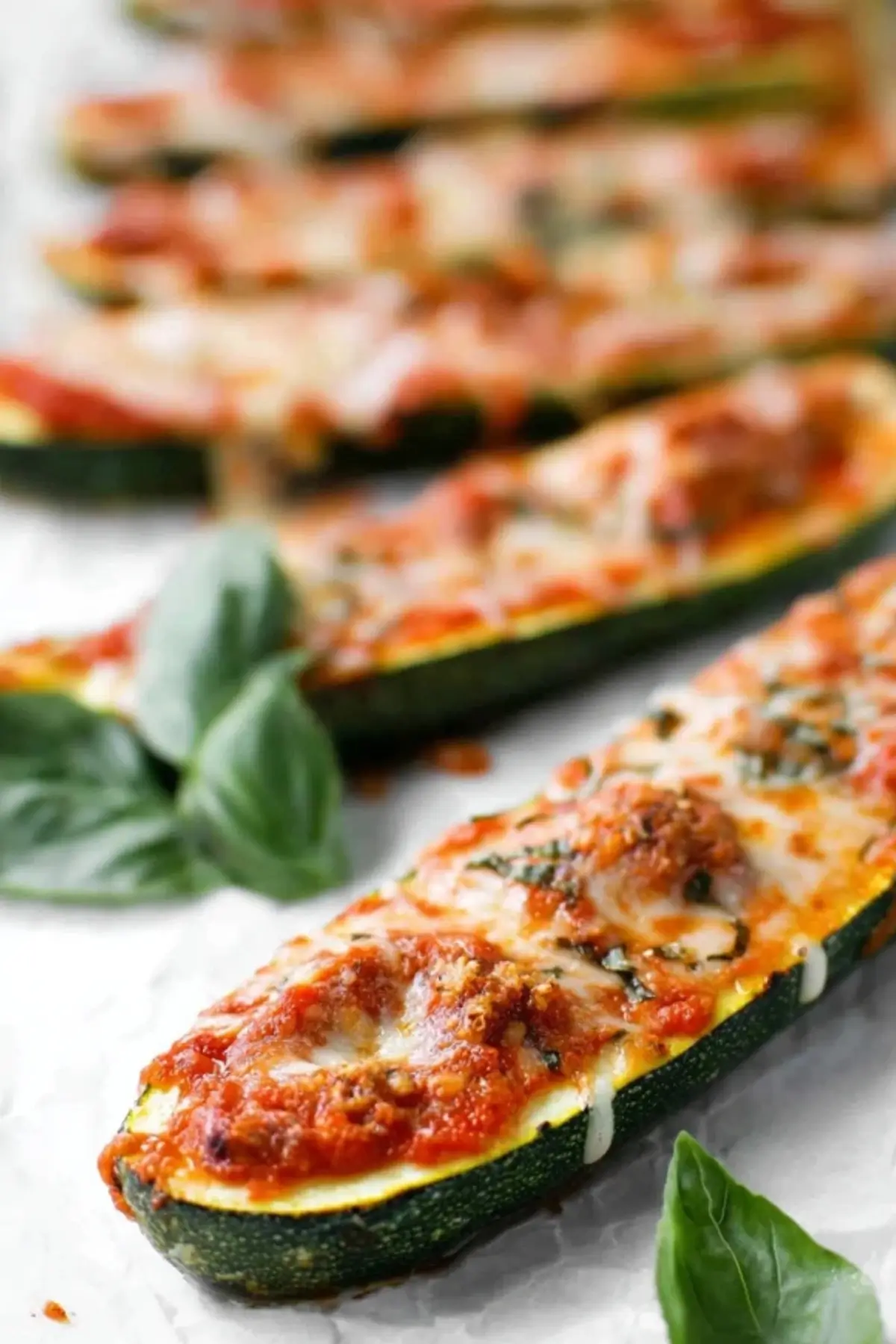 Cheesy Baked Zucchini with Marinara