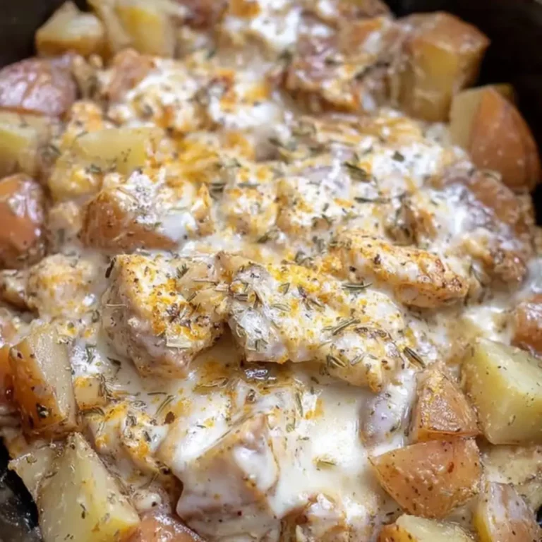 Crockpot Garlic Parmesan Chicken Potatoes