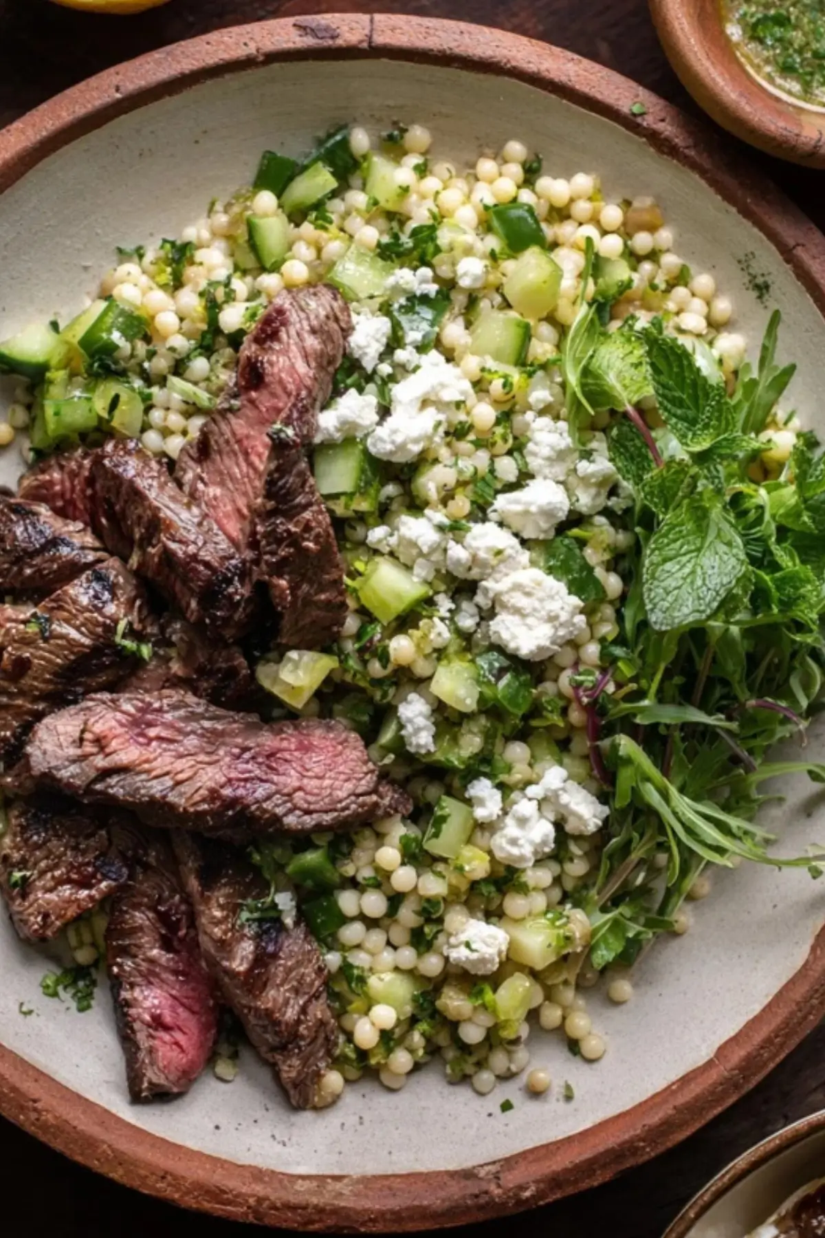 Grilled Skirt Steak with Lemon Herb Couscous Salad