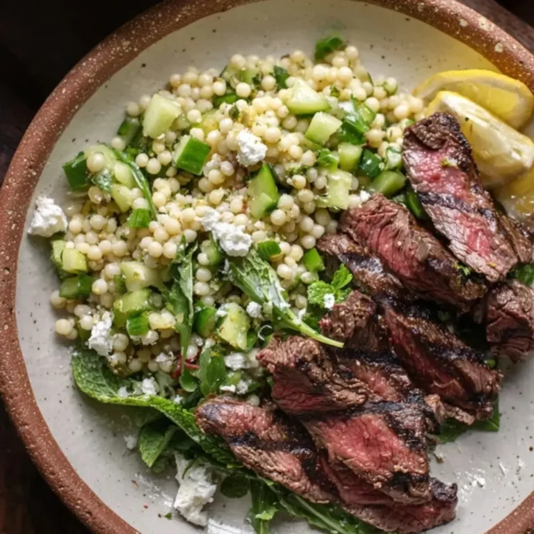 Grilled Skirt Steak with Lemon Herb Couscous Salad