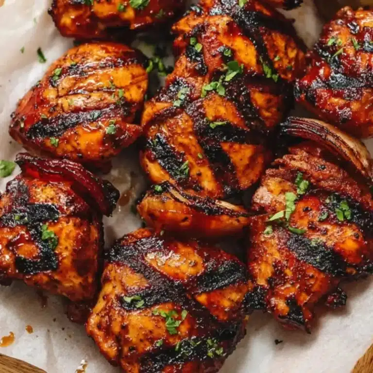 Grilled honey BBQ bacon Chicken kabobs