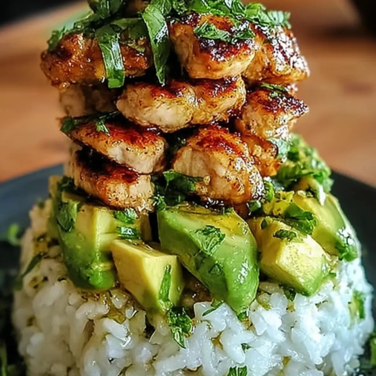 Meat Avocado Rice Honey Lime Chicken & Avocado Rice Stack - CookBakeShare