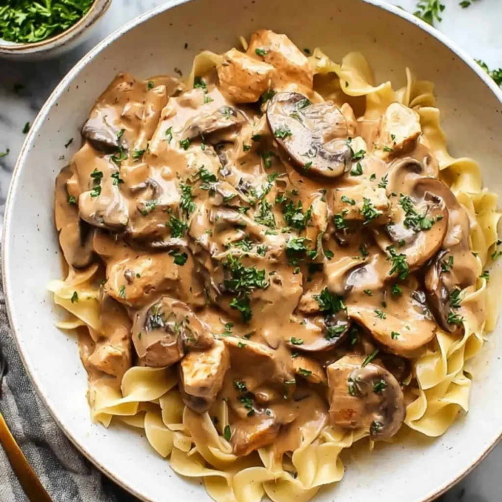 One Pan Chicken Stroganoff