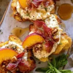 Peach Burrata Parmesan Crostini