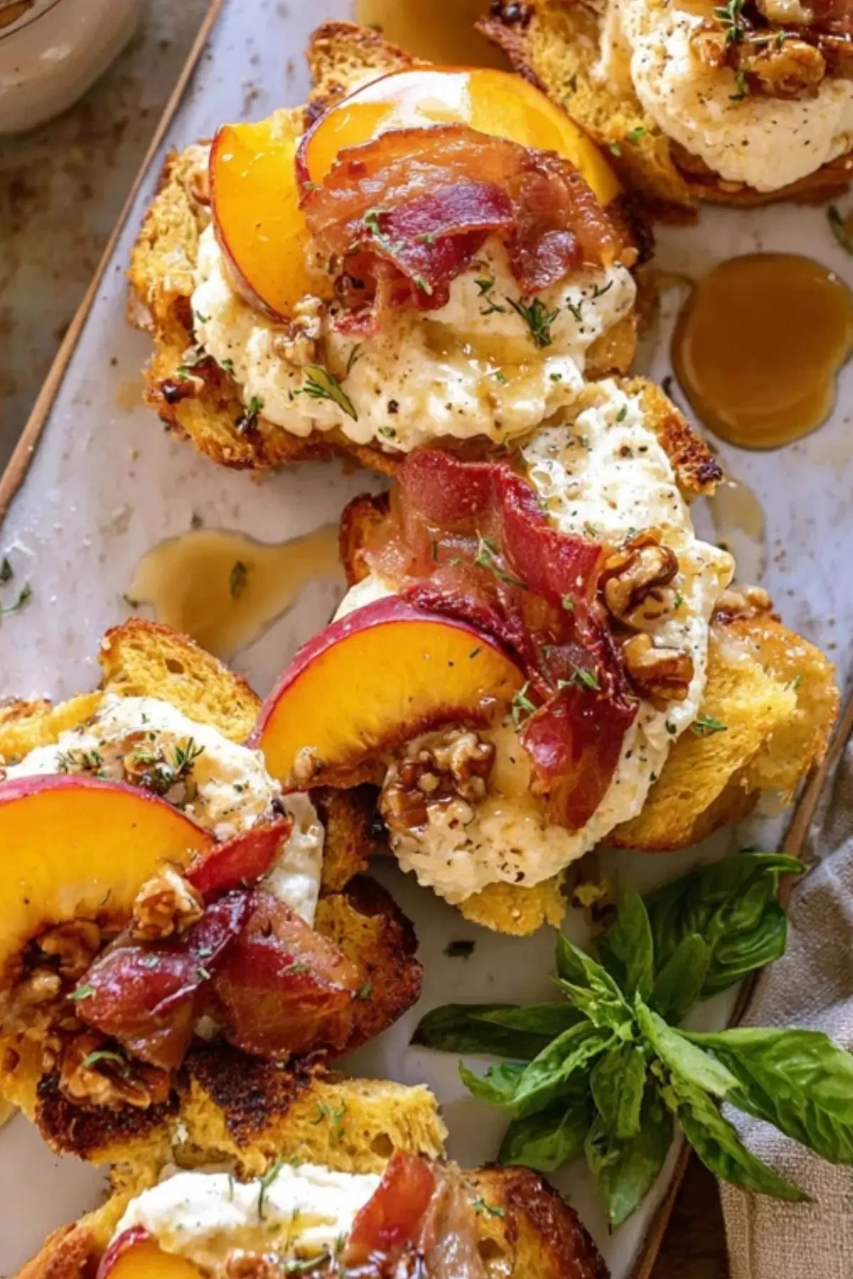 Peach Burrata Parmesan Crostini