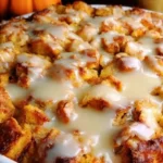 Pumpkin Bread Pudding with Apple Cider Butter Sauce