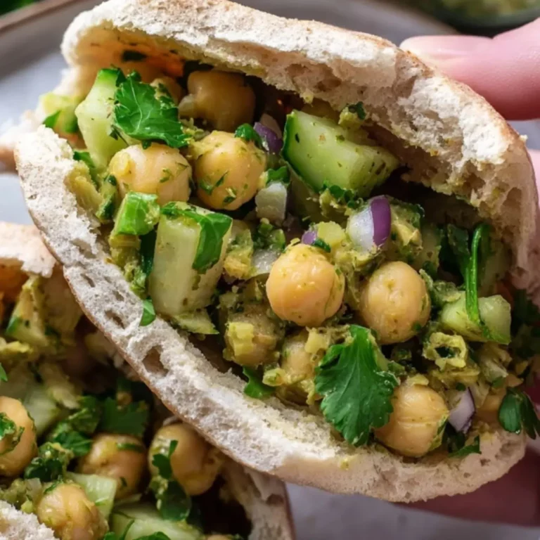 Smashed Chickpea Salad Stuffed Pitas