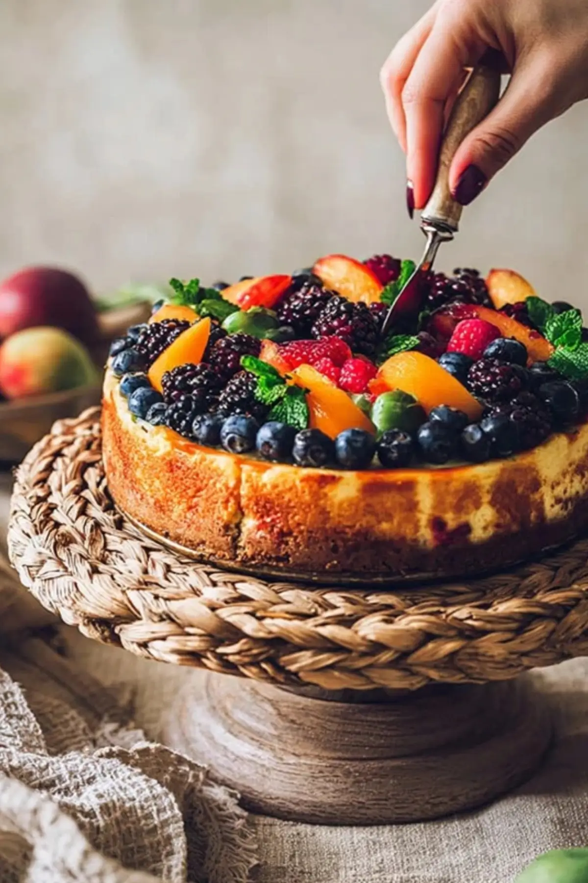 Summer Berry and Peach Cheesecake