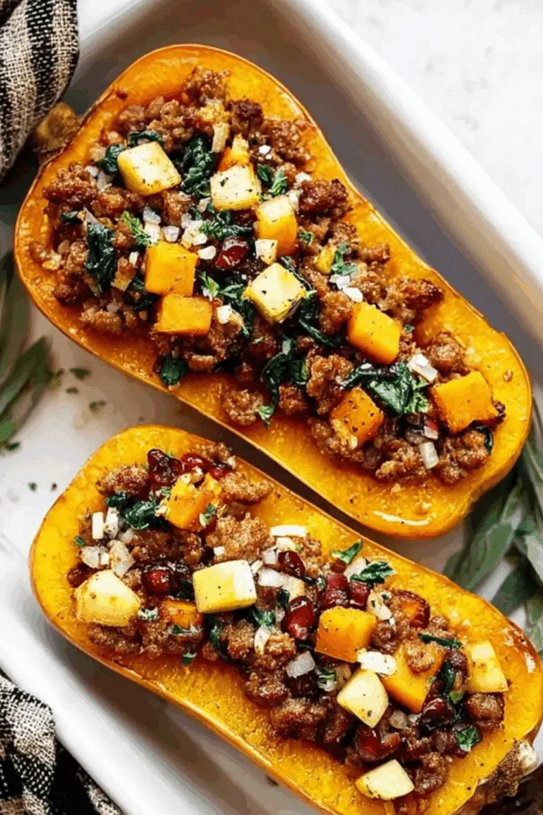 Apple Sausage Stuffed Butternut Squash