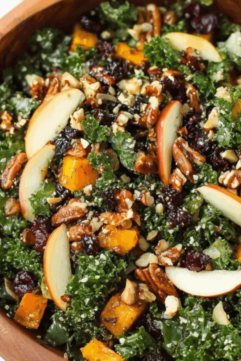 Autumn Kale Salad with Maple Balsamic Vinaigrette