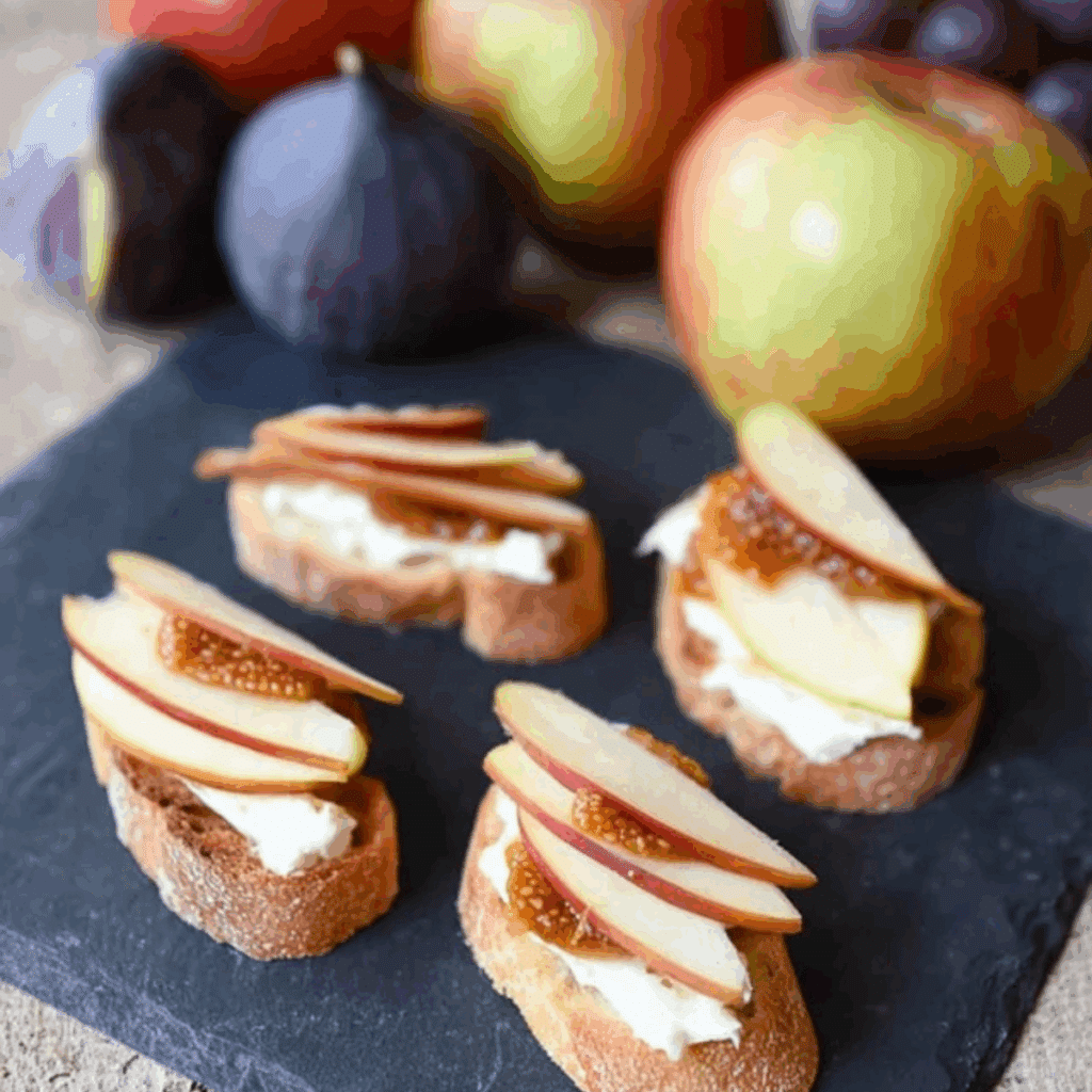 Brie Apple and Fig Crostini Appetizer