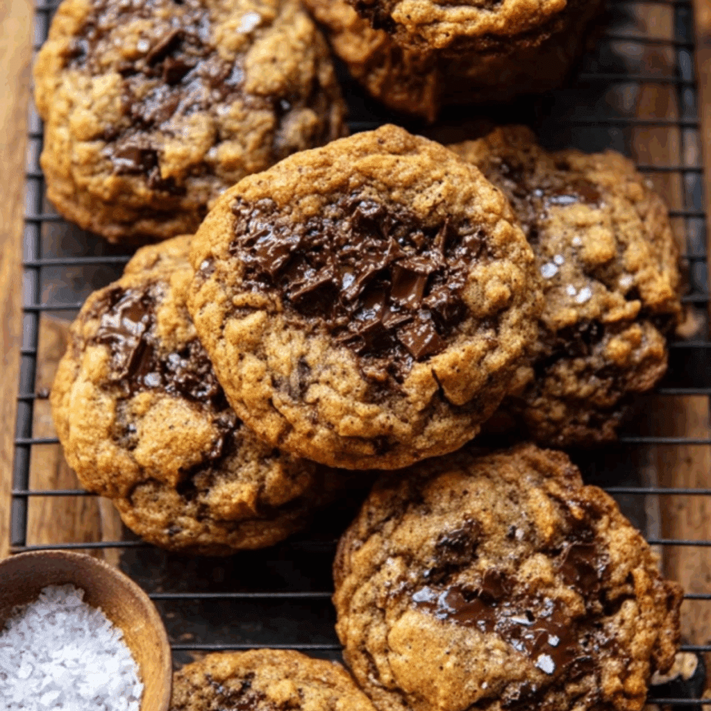 Brown Butter Pumpkin Oatmeal Chocolate Chip Cookies
