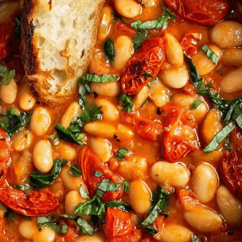 Burst Tomato Basil Butter Beans
