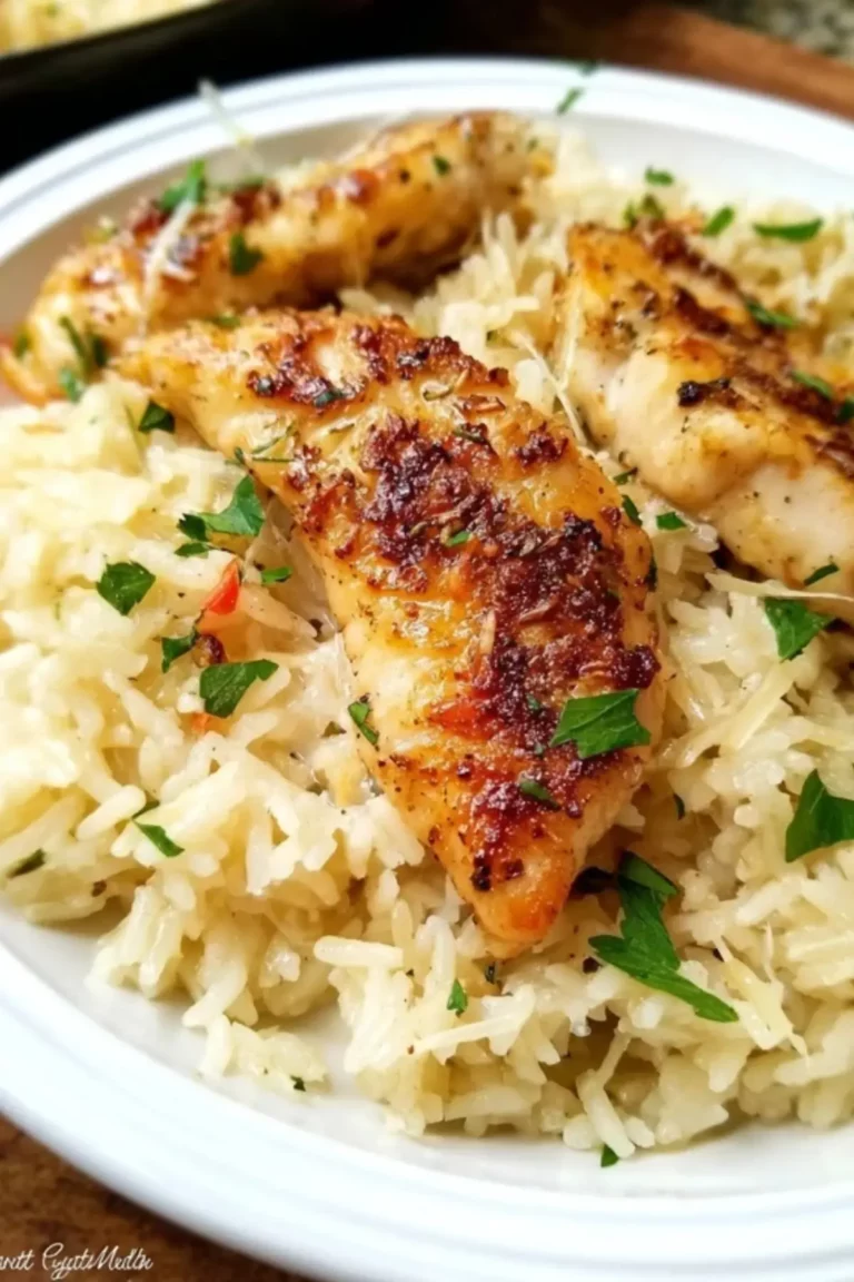 Chicken Scampi with Garlic Parmesan Rice
