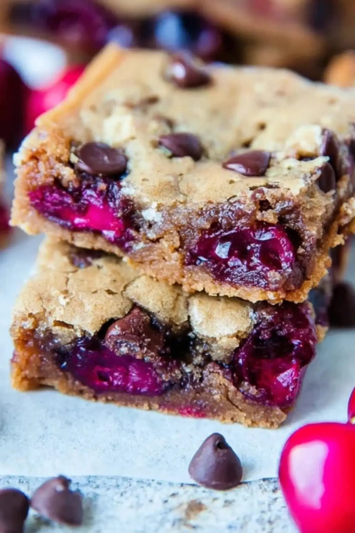 Chocolate Chip Cherry Bars with Brown Sugar