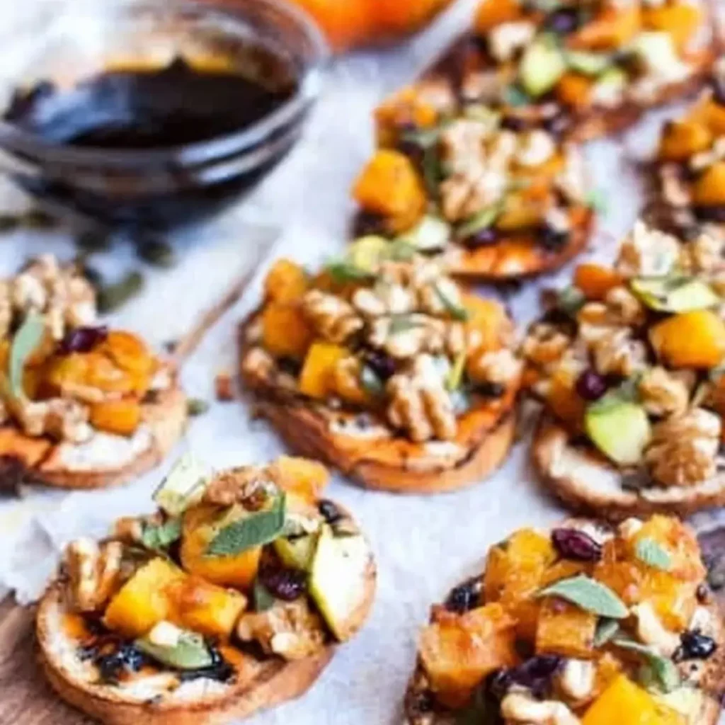 Fall Bruschetta On Sweet Potato Crostini
