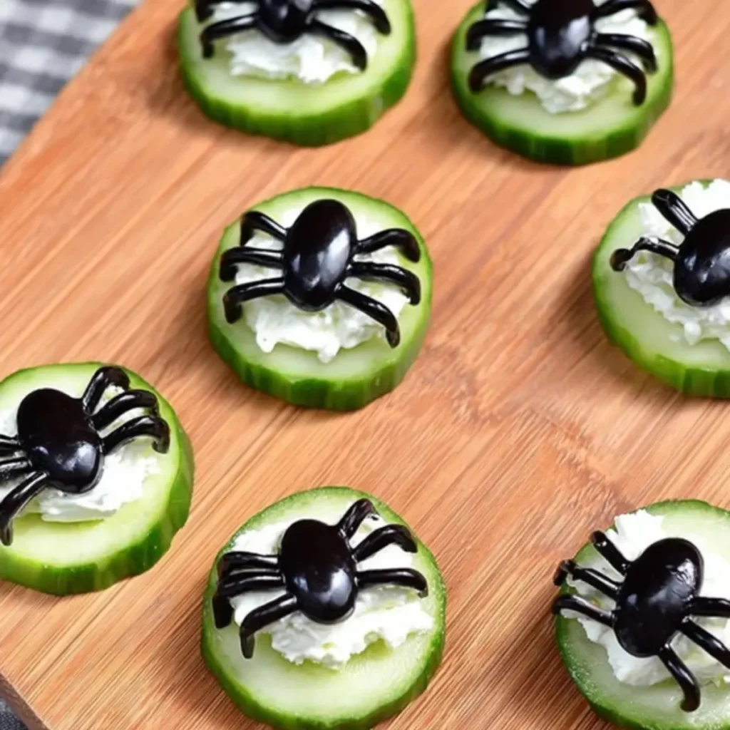 Keto Spider Cucumber Appetizer Bites