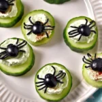 Keto Spider Cucumber Appetizer Bites