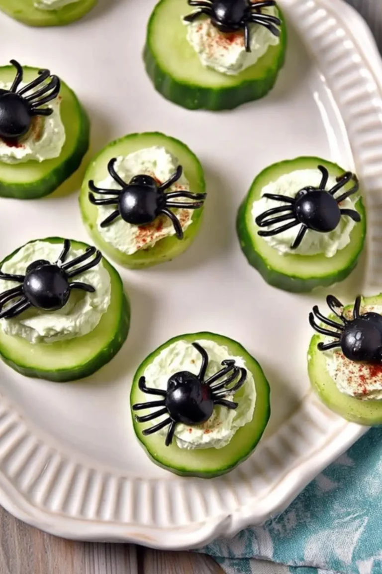 Keto Spider Cucumber Appetizer Bites