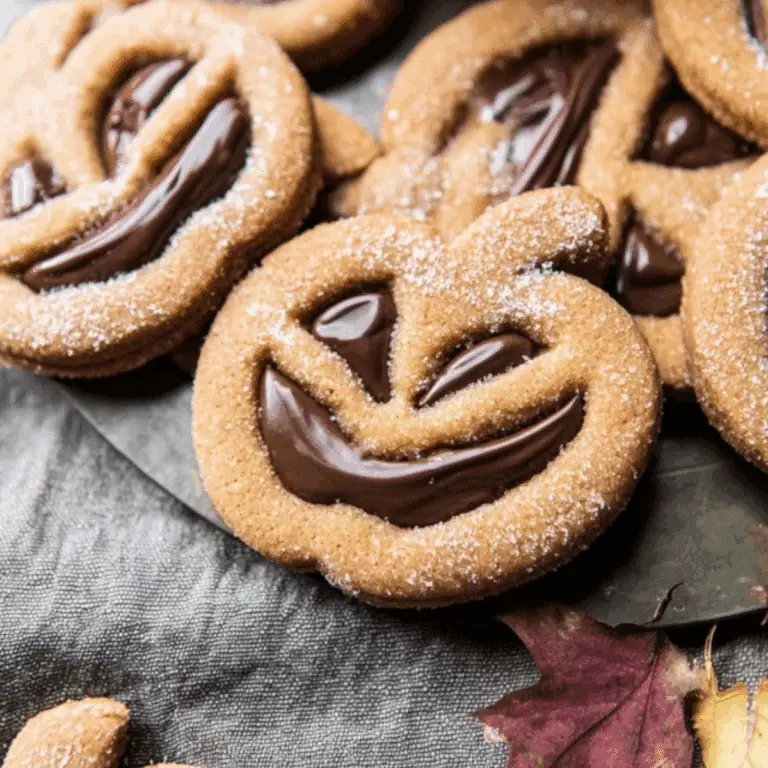 Milk Chocolate Stuffed Jack-O’-Lantern Cookies