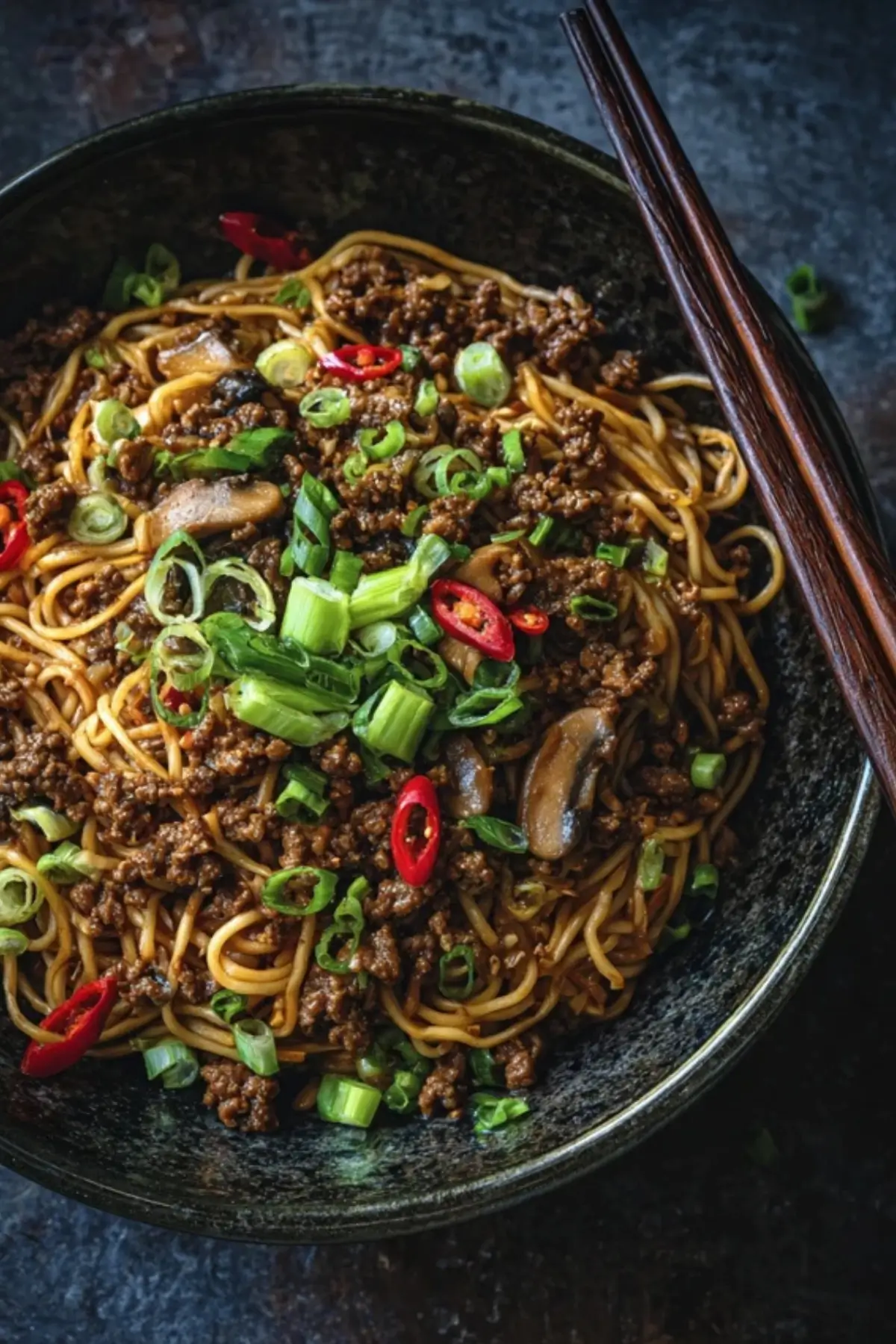 Mongolian Ground Beef Noodles