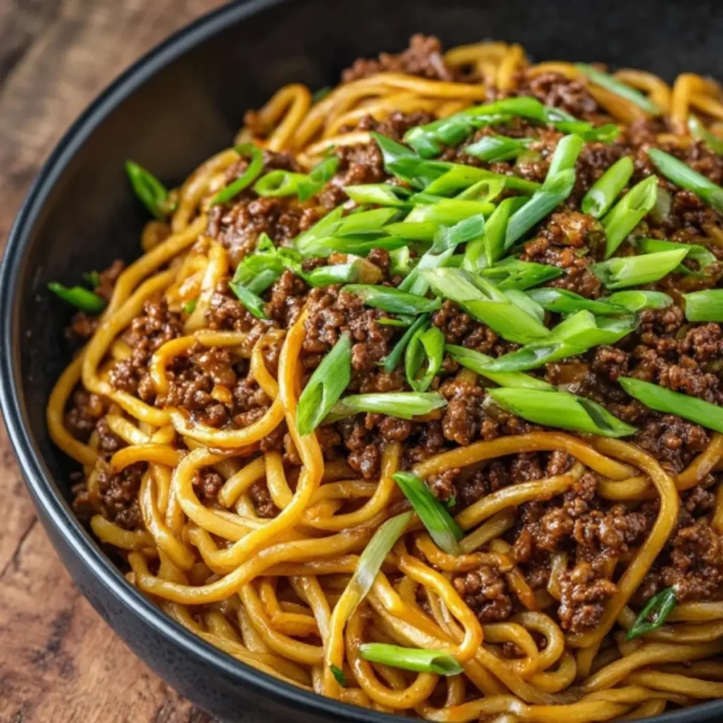 Mongolian Ground Beef Noodles