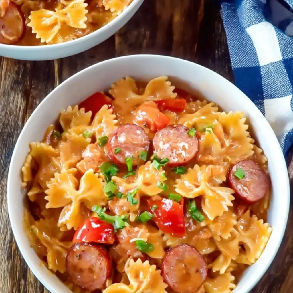 One Pot Cheesy Smoked Sausage Pasta