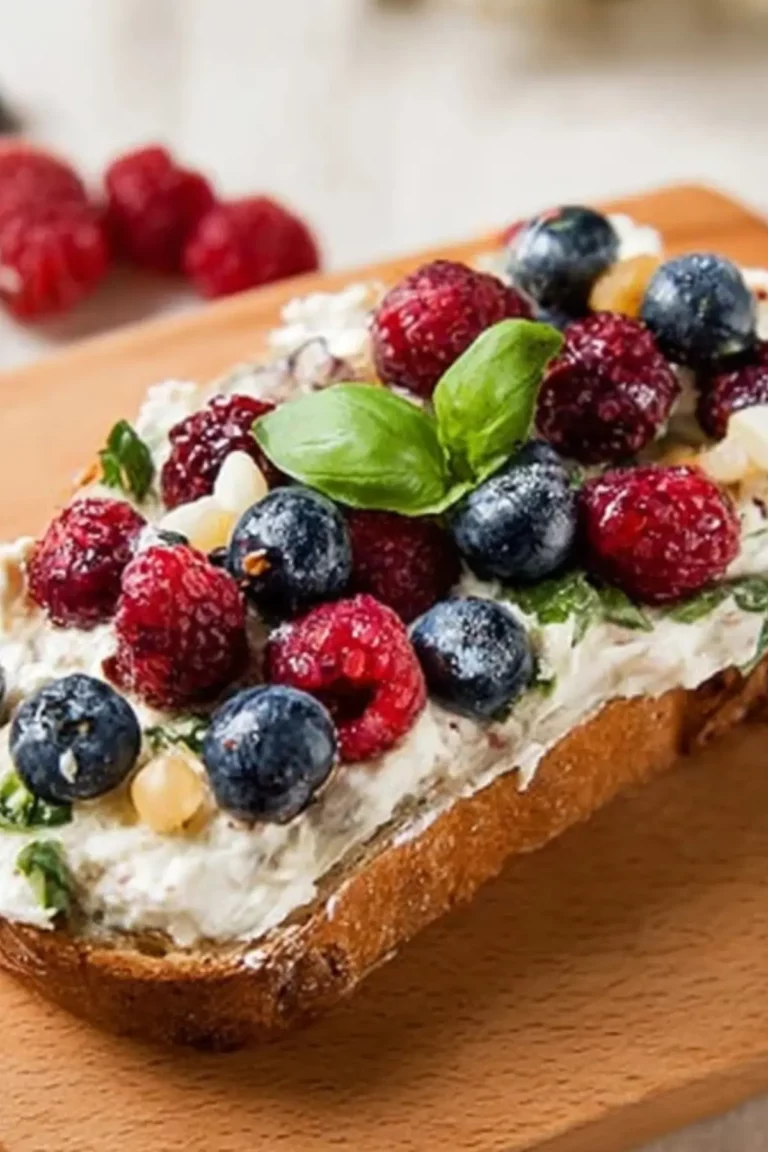 Berries & Basil Cream Cheese Toast