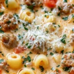 Creamy Parmesan Italian Sausage Ditalini Soup