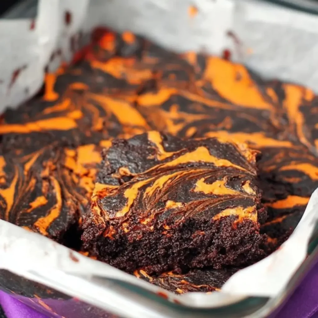 Halloween Swirl Cream Cheese Brownies