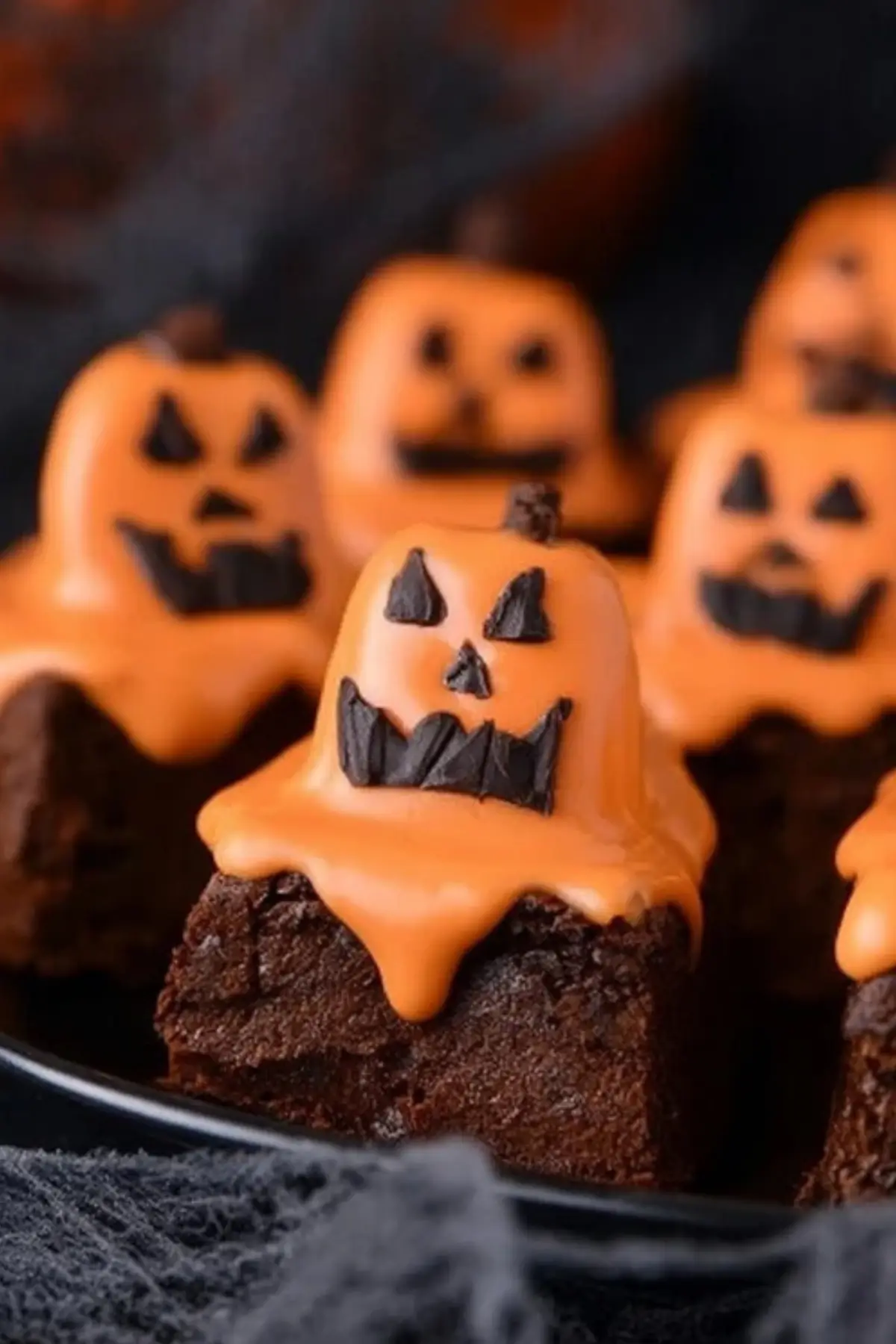 Melted Jack Oโ Lantern Brownies