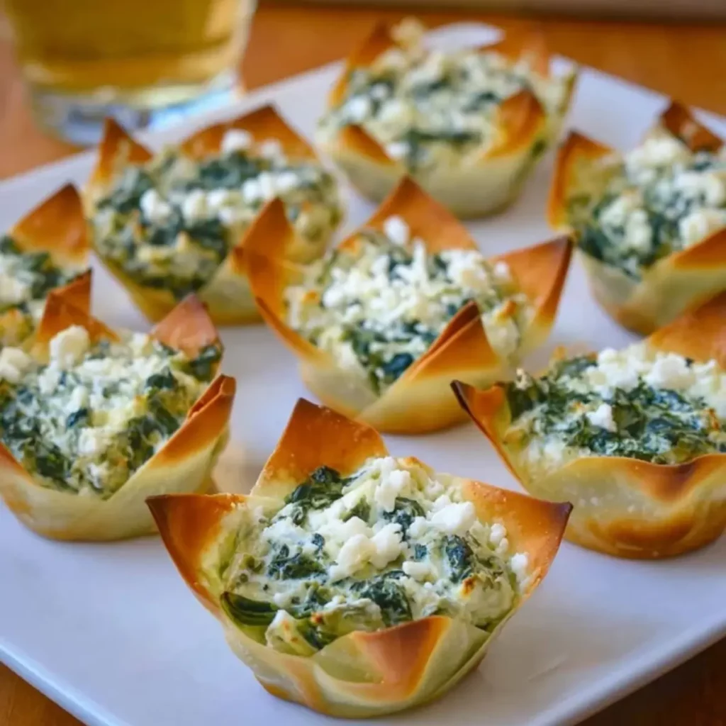 Spinach-Artichoke Dip Wonton Cups