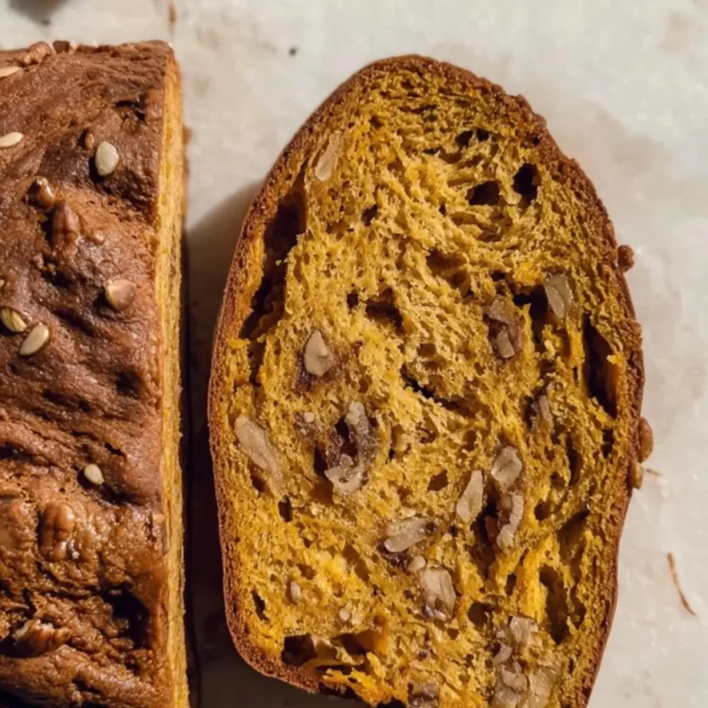 Sweet Sourdough Pumpkin Bread With Cinnamon and Pecans