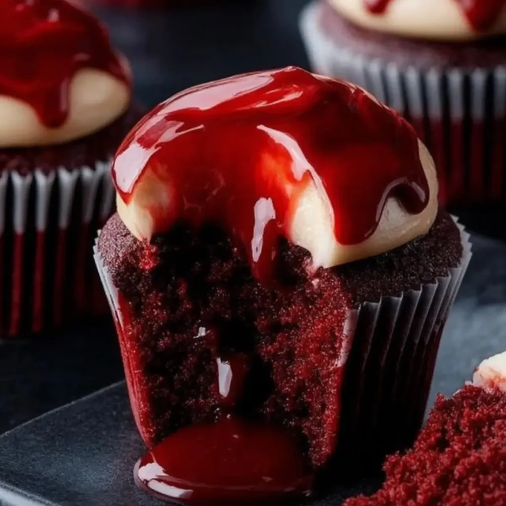 Vampire Bite Halloween Cupcakes