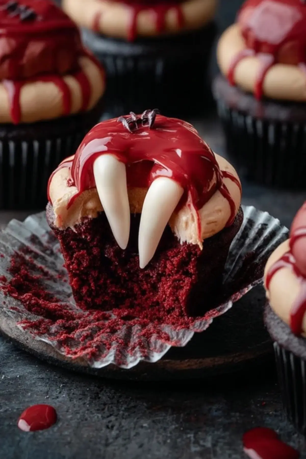 Vampire Bite Halloween Cupcakes