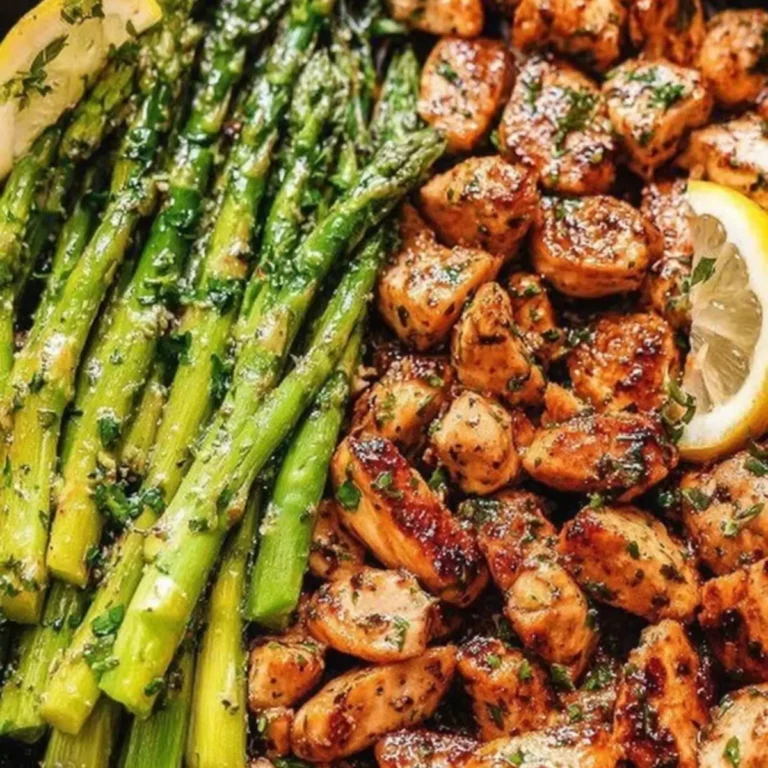 Garlic Butter Chicken Bites with Asparagus