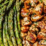Garlic Butter Chicken Bites with Asparagus