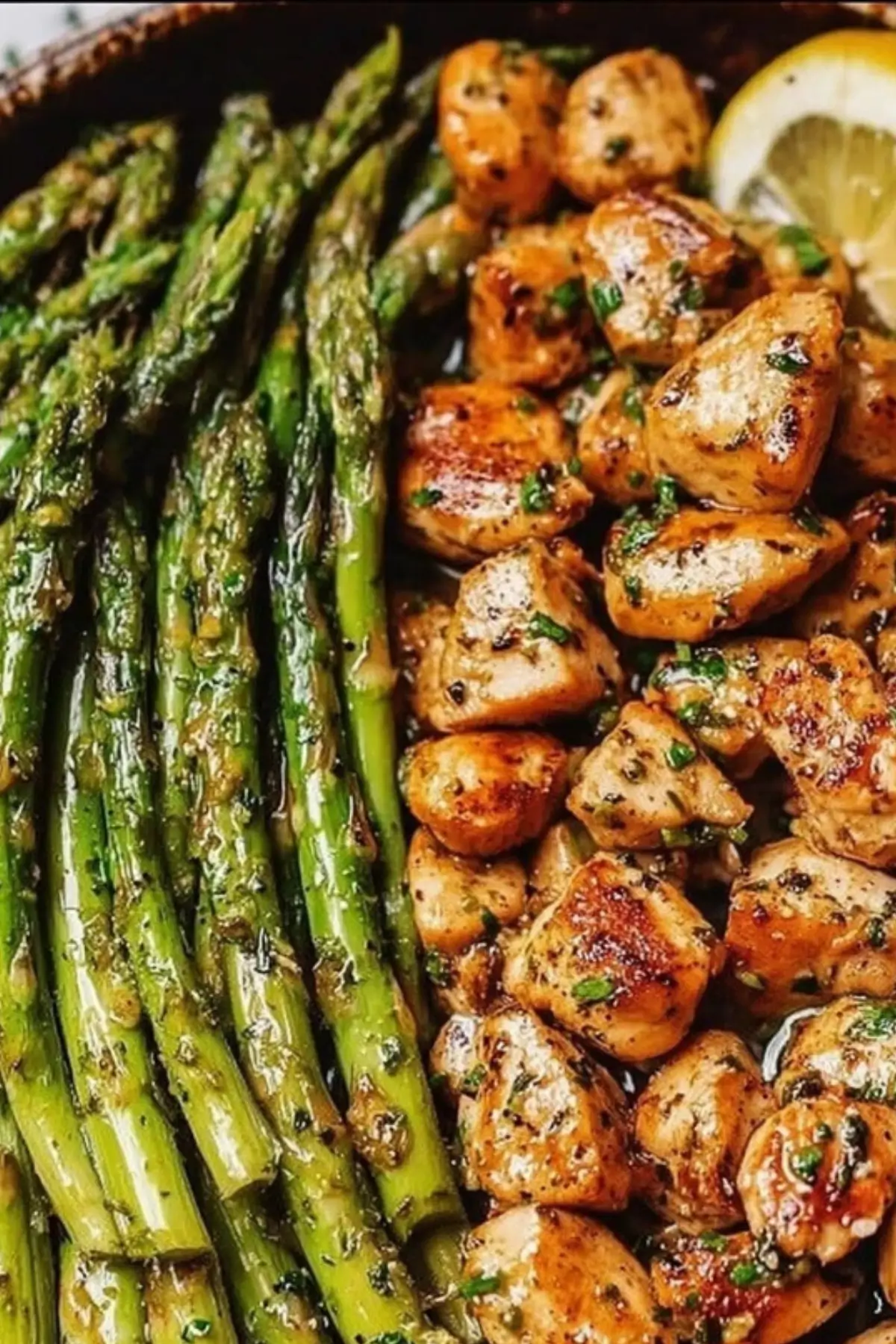 Garlic Butter Chicken Bites with Asparagus