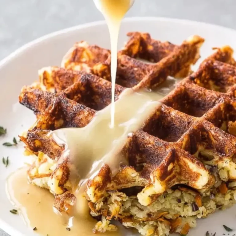 Leftover Stuffing Waffles with Maple Gravy