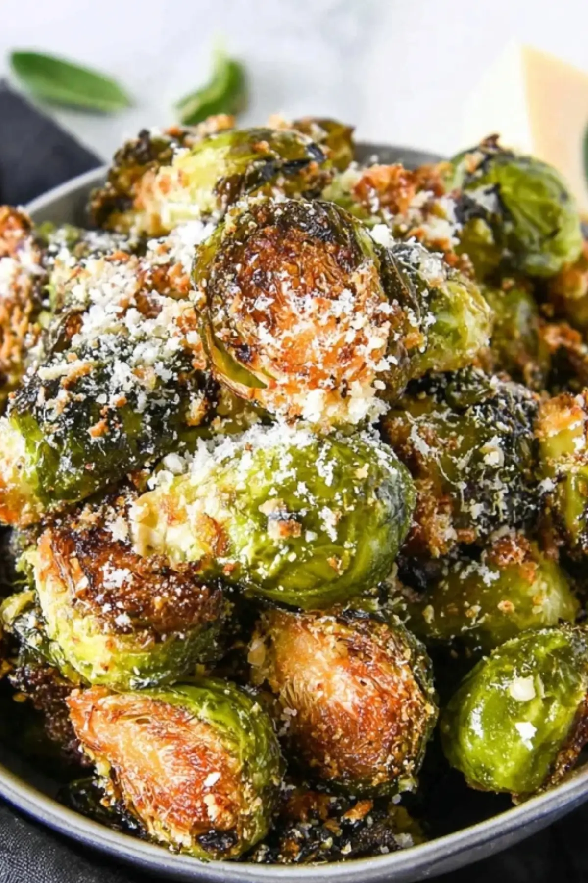 Roasted Crispy Parmesan Garlic Brussels Sprouts