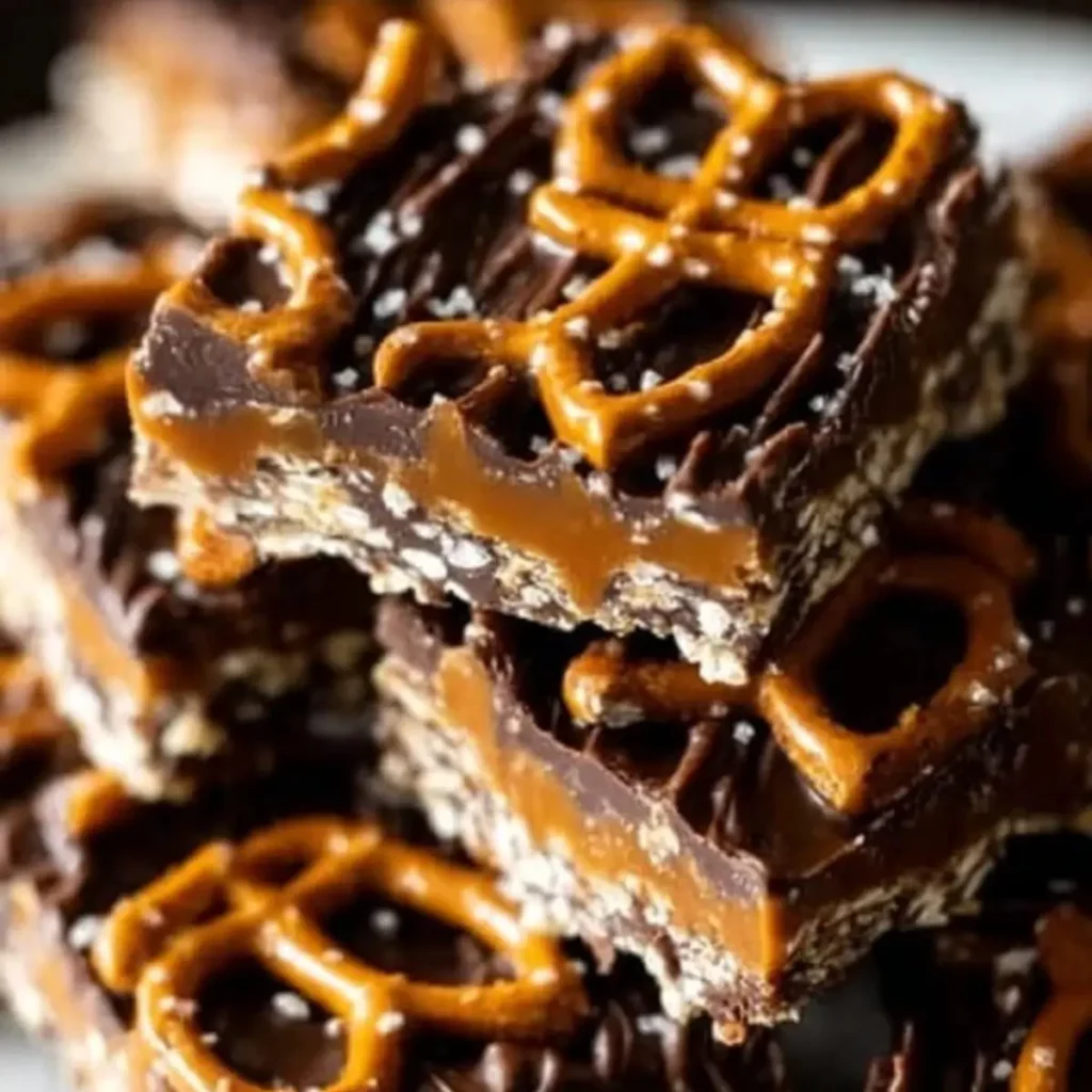 Salted Chocolate and Caramel Pretzel Bars