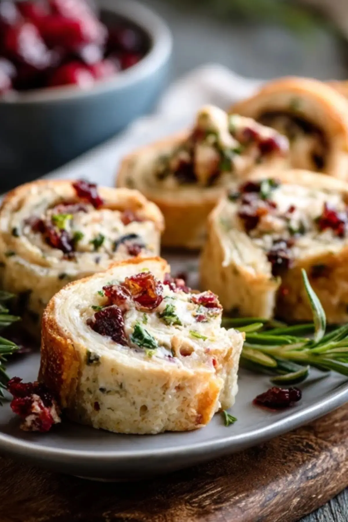 Savory Christmas Cranberry Roll Ups